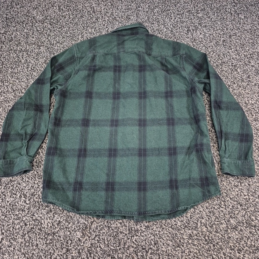Carhartt Men's Large Loose Fit Flannel Shirt Green Plaid Workwear Heavy Cotton - Picture 8 of 8